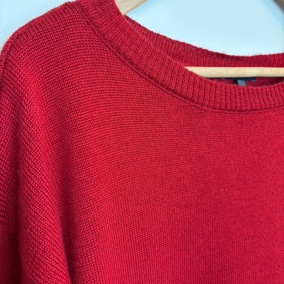 Eileen Fisher 100% Marino Wool Quiet Luxury Red Knit Sweater Top size small - Picture 2 of 10